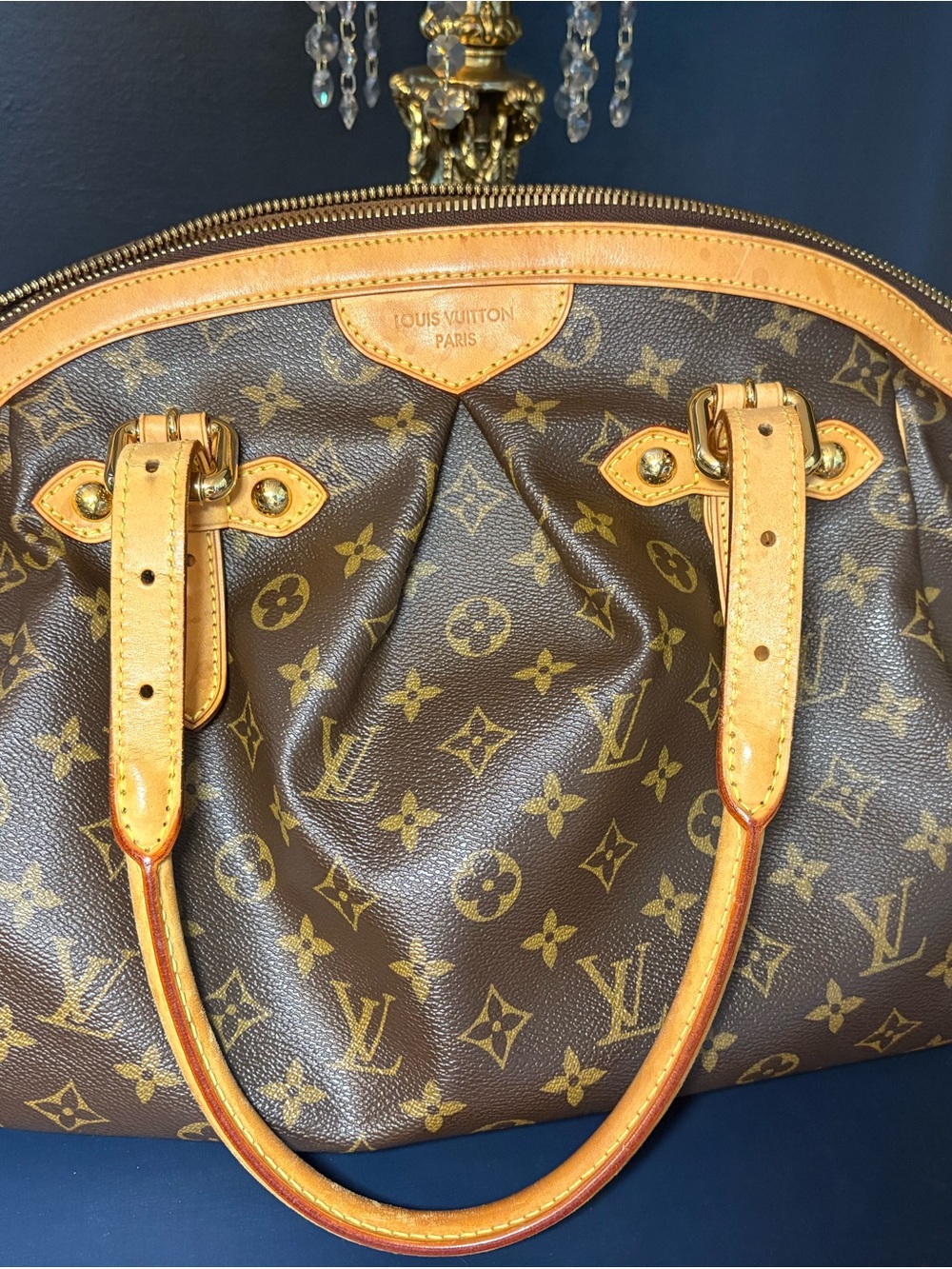 Vintage Louis Vuitton Monogram Canvas Shoulder Bag with Tan Vachetta Trim